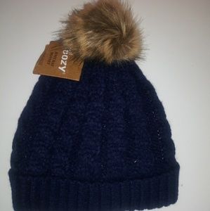 Just cozy hat navy blue new with tags